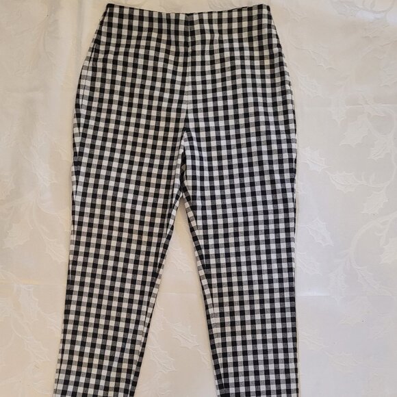🌹SOLD🌹 superdown Gingham White/Black High-Waisted Straight Leg Pants NWOT🌹 - Picture 6 of 14